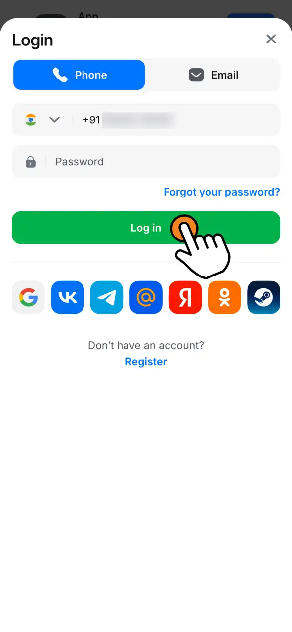 Log in to your 1win account now.