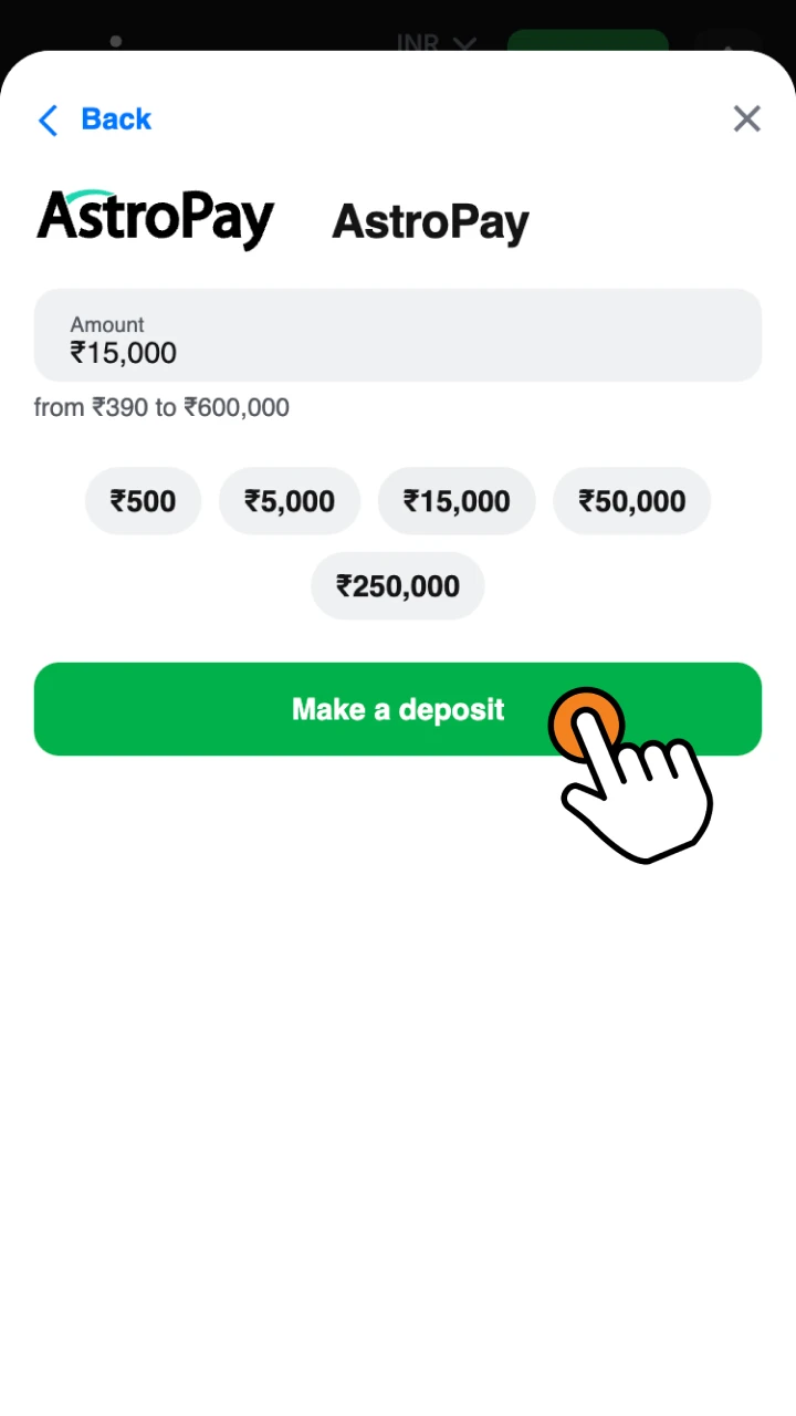 Deposit funds into your 1win account.