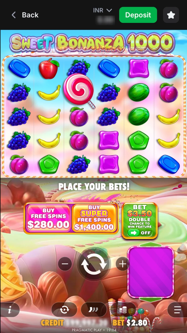 Click the spin button and enjoy 1win Sweet Bonanza game.