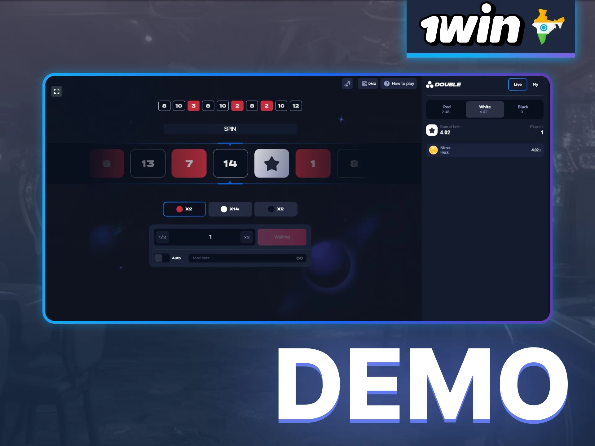 Take a closer look at the 1win Double game using the demo mode.
